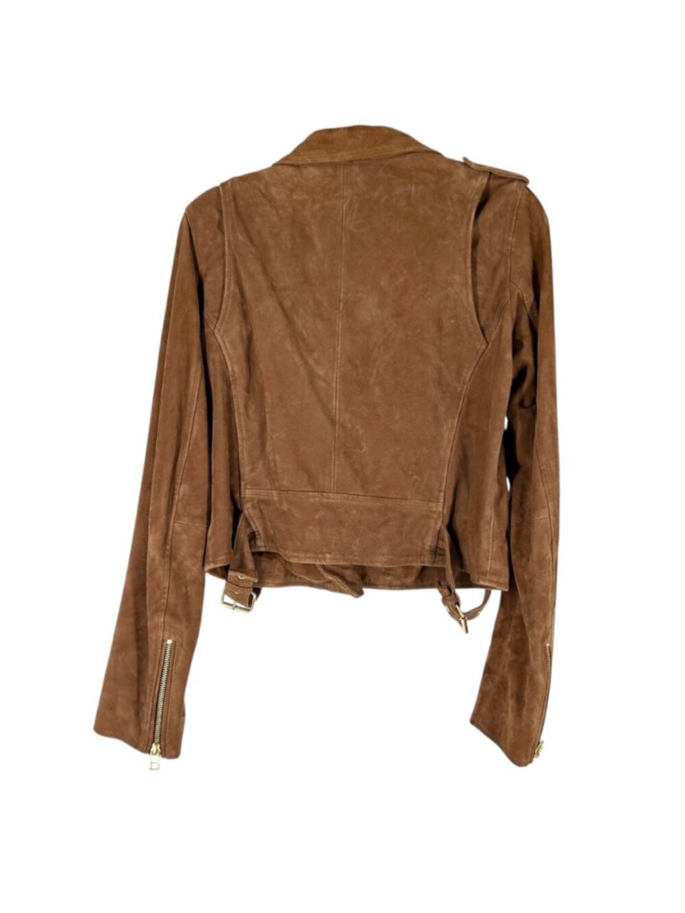 Sezane Zig Goat Leather Moto Jacket in Camel Suede - Picture 3 of 10